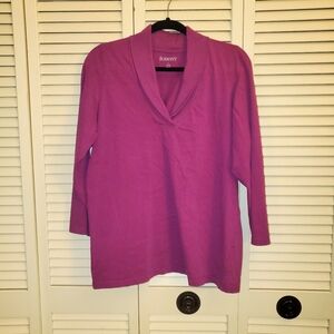 Roaman's Women's Purple Long Sleeve Collar Top Size Large